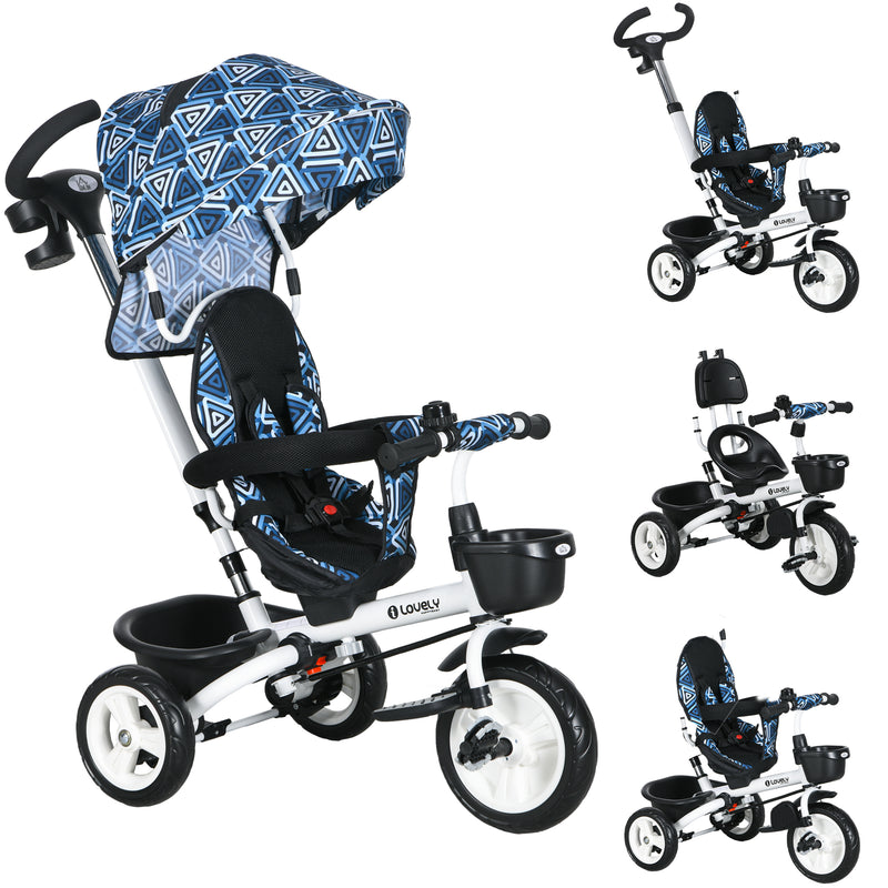 HOMCOM 6 In 1 Trike For Toddler 1-5 Years With Parent Handle