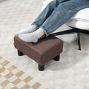 HOMCOM Chic Linen Fabric Grey Footstool Ottoman Cube With 4 Plastic Legs