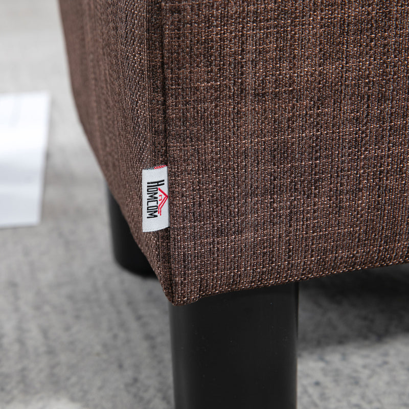 HOMCOM Chic Linen Fabric Grey Footstool Ottoman Cube With 4 Plastic Legs