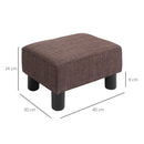 HOMCOM Chic Linen Fabric Grey Footstool Ottoman Cube With 4 Plastic Legs
