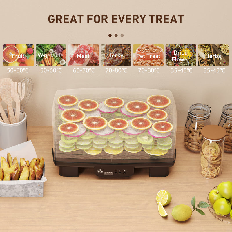 HOMCOM 6 Tray Food Dehydrator, Food Dryer Machine for Fruit Meat Vegetable