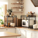 HOMCOM 2-Tier Expandable Microwave Oven Rack with 3 Hooks, Black