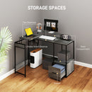 HOMCOM L Shaped Desk, Computer Table With Liftable Desktop