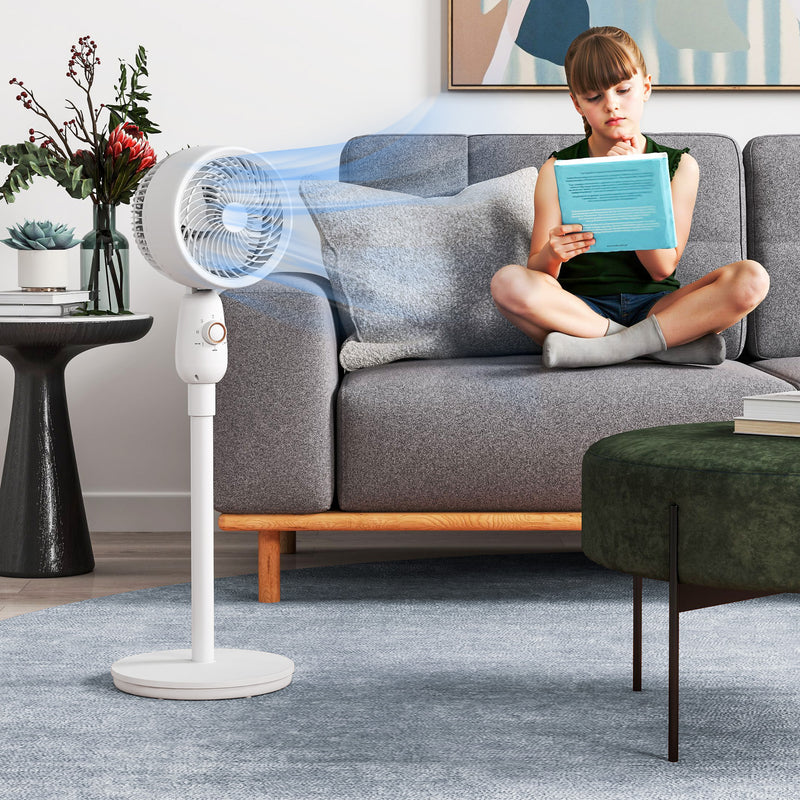 HOMCOM Pedestal Fan for Bedroom, Powerful Air Circulator with 3 Speed, White