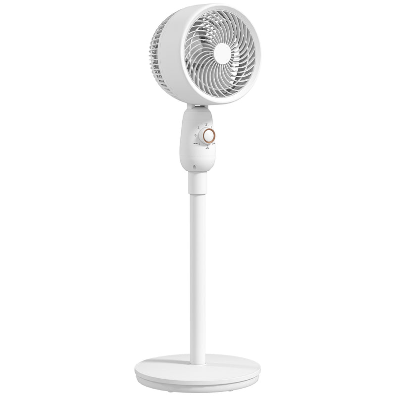 HOMCOM Pedestal Fan for Bedroom, Powerful Air Circulator with 3 Speed, White