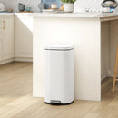 HOMCOM 30L Kitchen Bin, Pedal Bin with Lid, Removable Inner Bucket, Cream