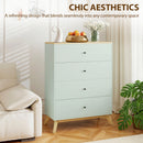 HOMCOM Chest of Drawers, 4 Drawer Storage Cabinet, Light Green and Oak