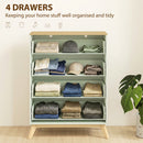 HOMCOM Chest of Drawers, 4 Drawer Storage Cabinet, Light Green and Oak