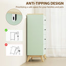 HOMCOM Chest of Drawers, 4 Drawer Storage Cabinet, Light Green and Oak