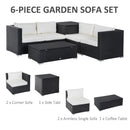 Outsunny Rattan Corner Sofa Set - Black