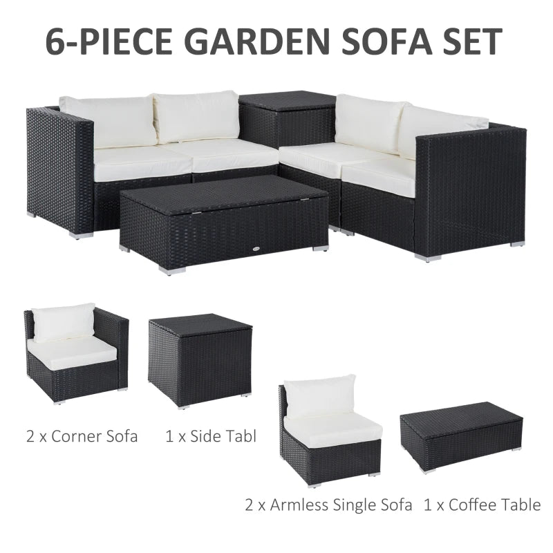 Outsunny Rattan Corner Sofa Set - Black