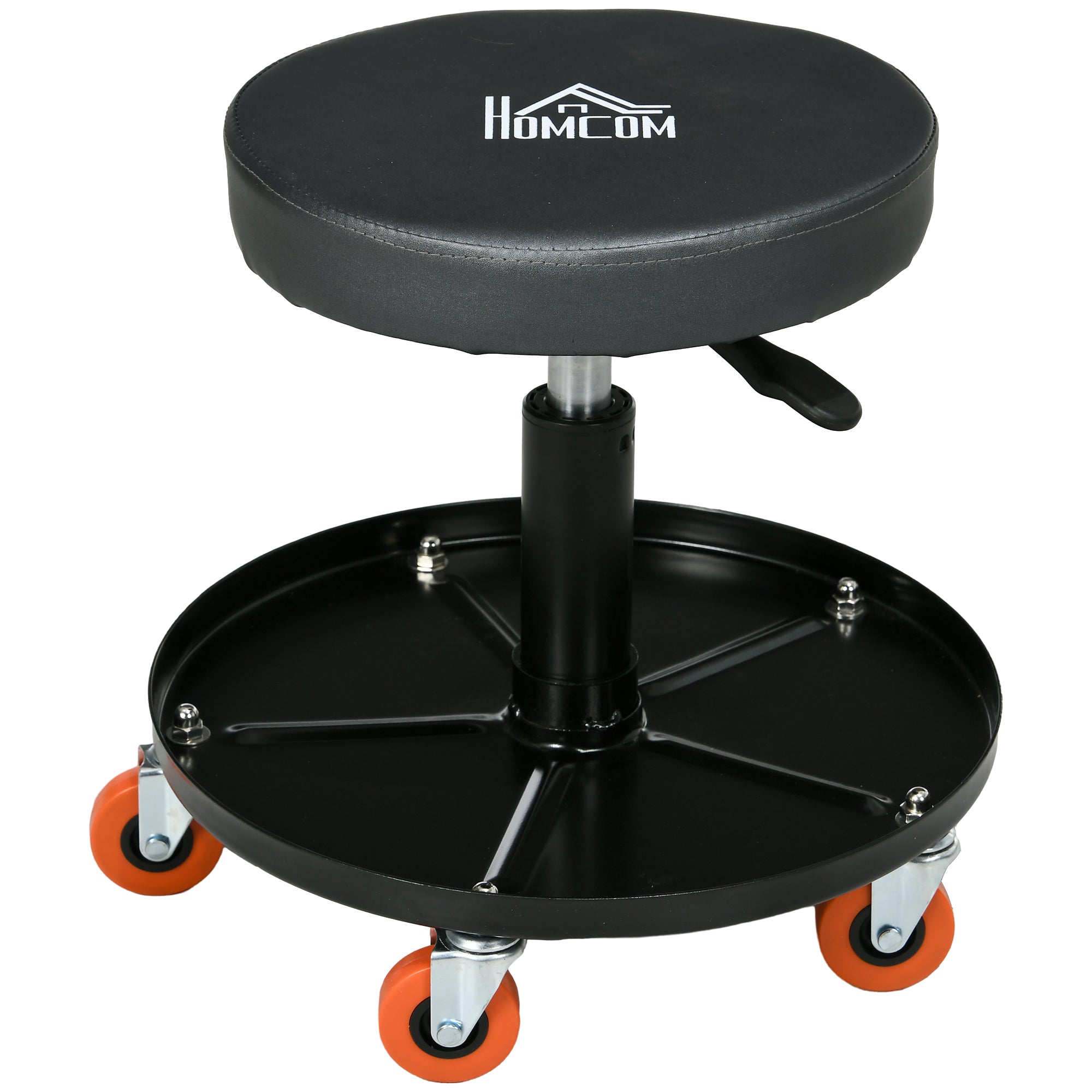HOMCOM Pneumatic Adjustable Mechanic Stool W/ Tool Tray, Wheels