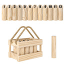 SPORTNOW Molkky Game, Wooden Skittles Throwing Game with Carrying Box
