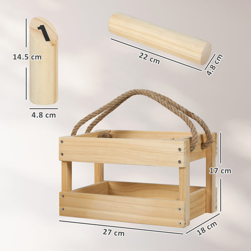 SPORTNOW Molkky Game, Wooden Skittles Throwing Game with Carrying Box