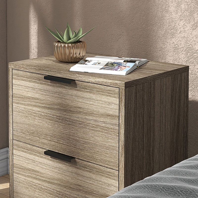 HOMCOM Bedside Tables Set of 2 with 2 Drawers for Bedroom, Living Room