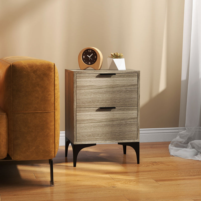 HOMCOM Bedside Tables Set of 2 with 2 Drawers for Bedroom, Living Room