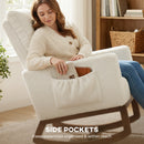 HOMCOM Rocking Chair for Adults, Lounge Rocker w/ Lumbar Pillow, Cream White