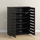 HOMCOM Shoe Storage Cabinet with Slatted Doors for 15 Pairs of Shoes Black