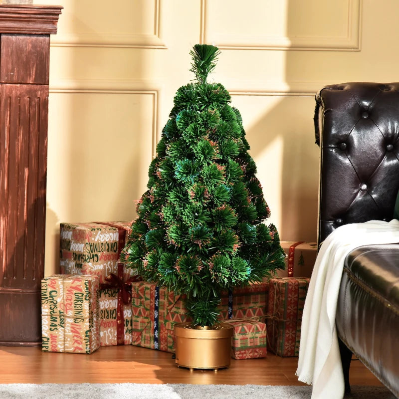 Christmas Time 3FT Prelit Artificial Christmas Tree Fiber Optic LED Light Tabletop Decoration