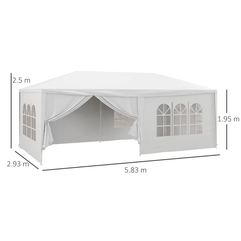 Outsunny 6 x 3(m) Outdoor Gazebo Canopy Party Tent with 6 Removable Side Walls