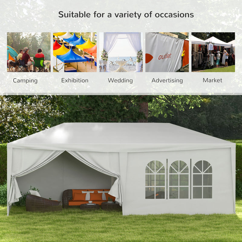 Outsunny 6 x 3(m) Outdoor Gazebo Canopy Party Tent with 6 Removable Side Walls