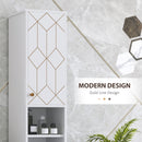 HOMCOM Slim Bathroom Storage Unit, Bathroom Cabinet with Doors, White