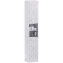 HOMCOM Slim Bathroom Storage Unit, Bathroom Cabinet with Doors, White