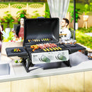 Outsunny Portable Tabletop Gas Barbecue Grill with Thermometer, Black