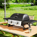 Outsunny Portable Tabletop Gas Barbecue Grill with Thermometer, Black