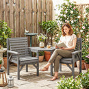 Outsunny Wooden Garden Bistro Set, 2 Seater W/ Umbrella Hole, Light Grey