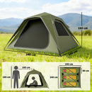 Outsunny Pop Up Tent Waterproof Camping Tents 3-4 People Green