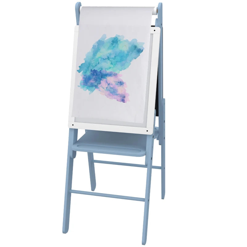 AIYAPLAY Easel with Paper Roll, Whiteboard & Blackboard