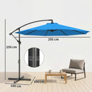 Outsunny 3(m) Banana Parasol Cantilever Umbrella Garden