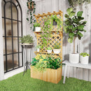 Outsunny Wooden Raised Planter with Trellis and 2 Shelves, Nature Wood