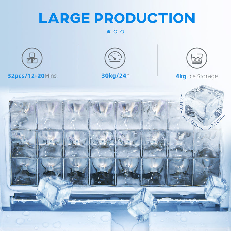 HOMCOM Commercial Ice Maker w/ 4kg Ice Storage for Home Restaurant