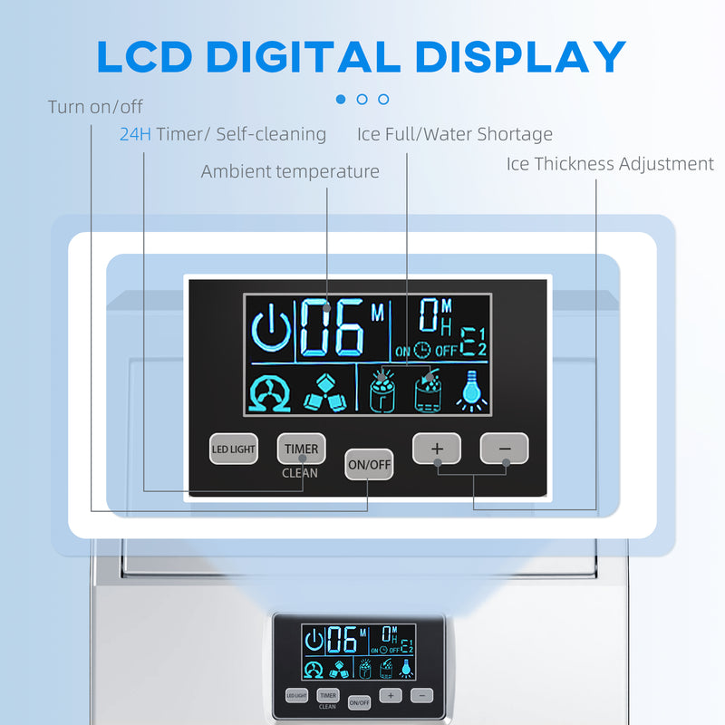 HOMCOM Commercial Ice Maker w/ 4kg Ice Storage for Home Restaurant