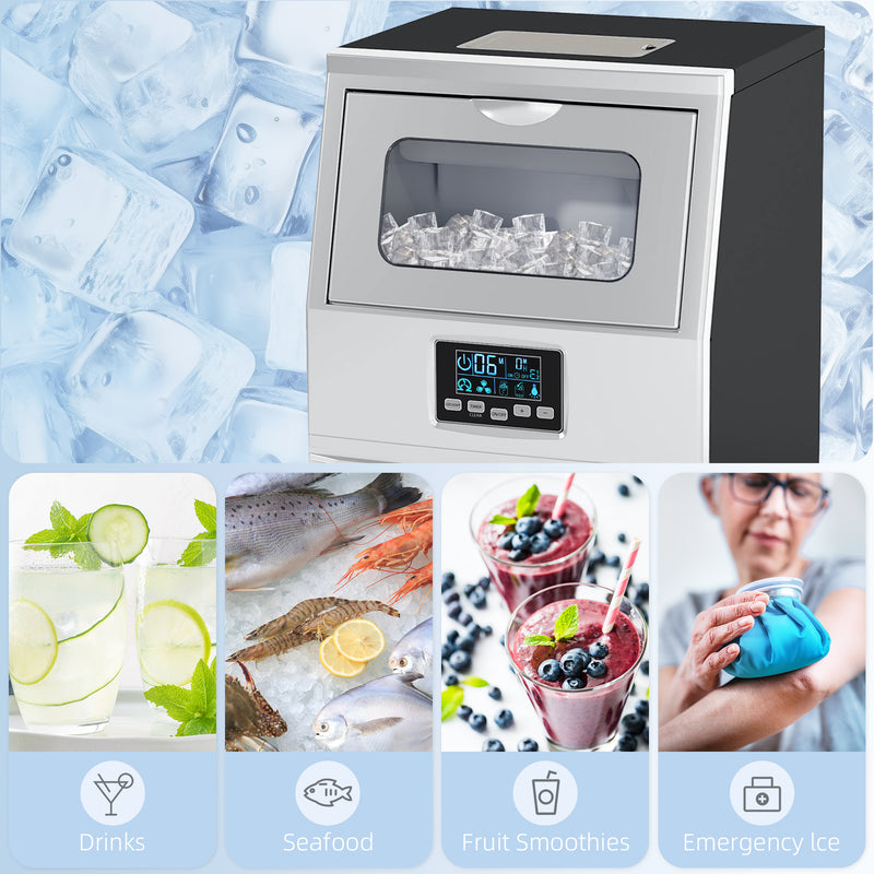 HOMCOM Commercial Ice Maker w/ 4kg Ice Storage for Home Restaurant