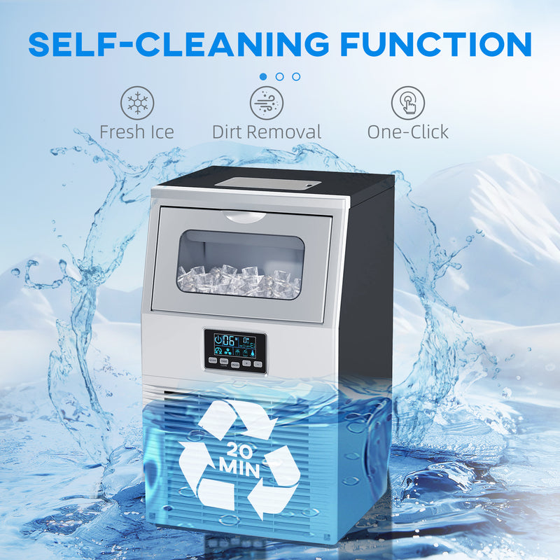 HOMCOM Commercial Ice Maker w/ 4kg Ice Storage for Home Restaurant