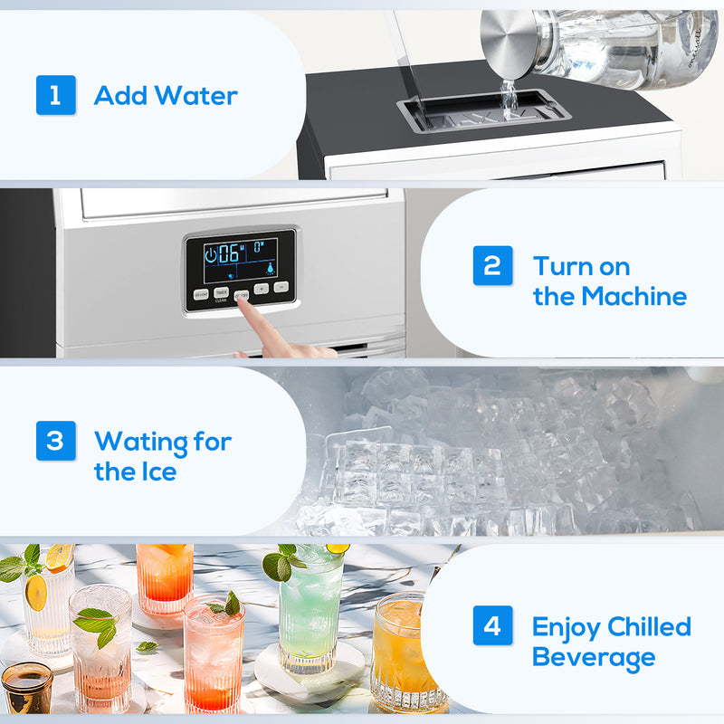 HOMCOM Commercial Ice Maker w/ 4kg Ice Storage for Home Restaurant