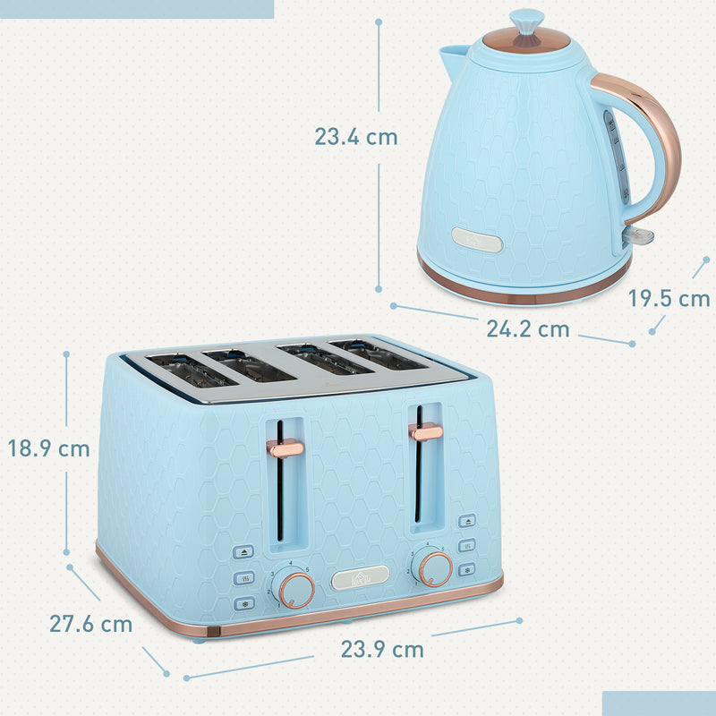 HOMCOM 1.7L Kettle and Toaster Set with Defrost Reheat and Crumb Tray