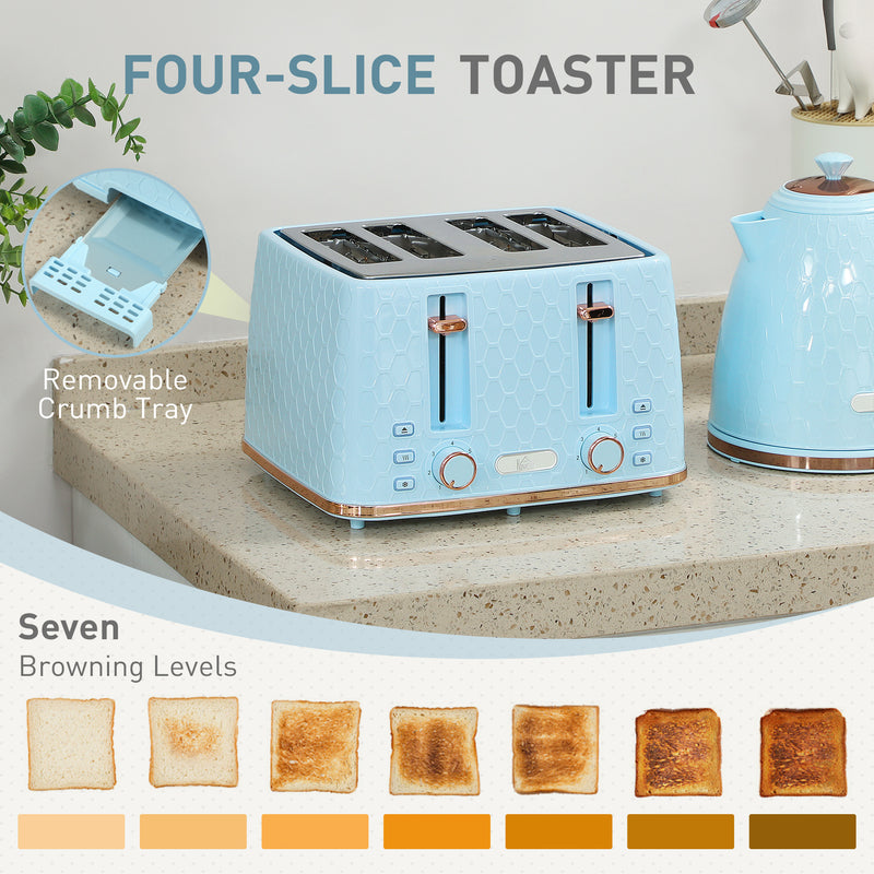 HOMCOM 1.7L Kettle and Toaster Set with Defrost Reheat and Crumb Tray