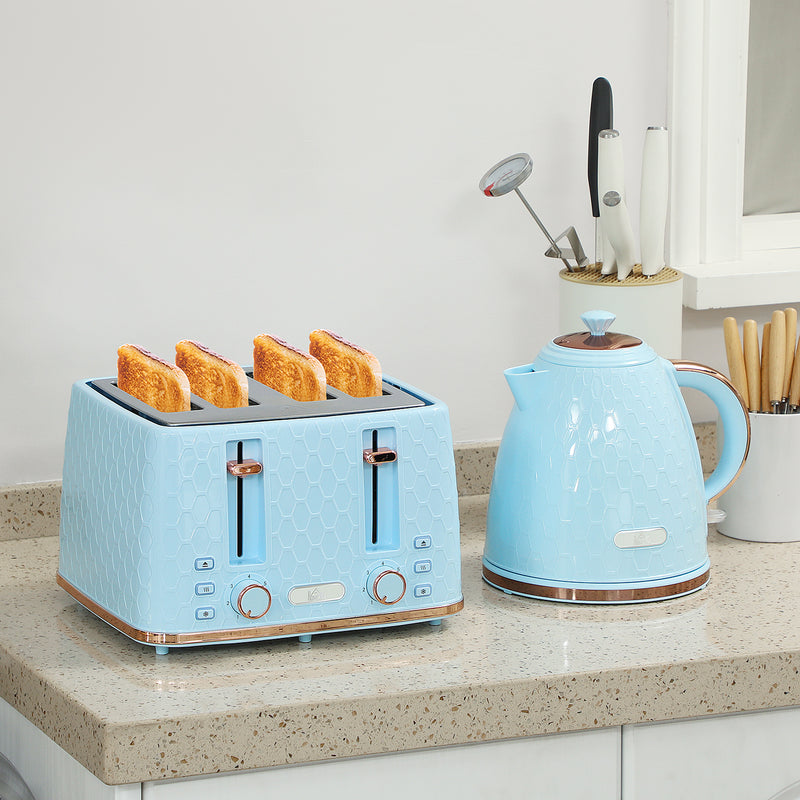 HOMCOM 1.7L Kettle and Toaster Set with Defrost Reheat and Crumb Tray