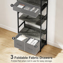 HOMCOM Industrial Bookshelf with 4 Shelves and 3 Fabric Drawers Grey