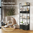 HOMCOM Industrial Bookshelf with 4 Shelves and 3 Fabric Drawers Grey