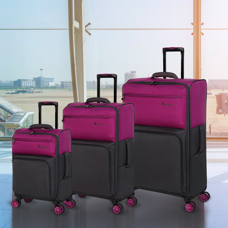 IT Luggage Duo-Tone Fuchsia & Magneta 8 Wheel Suitcase