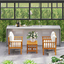 Outsunny 4 Seater Acacia Wood Patio Conversation Set Slatted Design Teak
