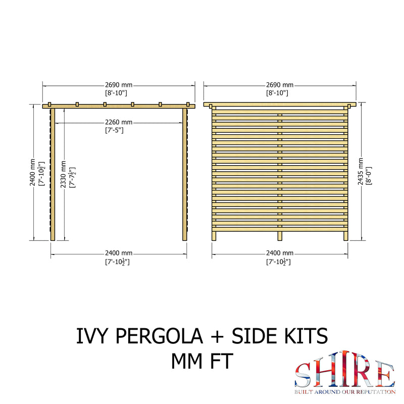 Ivy Pergola Kit 8x8 & Sides
