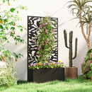 Outsunny Metal Garden Bed with Trellis, Raised Planter with Privacy Panel