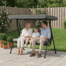 Outsunny 3-Seater Garden Swing Seat, Outdoor Swing Chair with Canopy, Grey