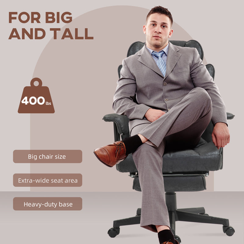 HOMCOM Office Chair, Ergonomic Desk Chair With Foot Rest - Grey/Black